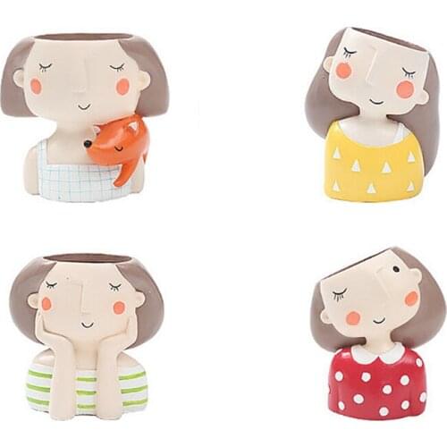 Flower Girl Planter Set - 4pcs European Style Succulent Plants Planter Pot Mini Bonsai Cactus Flower Pot Home Decor Craft