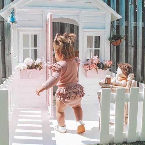 Casual Clothing for Girls Cotton Romper Sets Toddle Girl Ruffle Romper+overalls Shorts+ Hairband Babies Accessories Newborn 2021