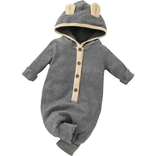 Ma&Baby 0-12M Infant newborn Baby Boy Girl Jumpsuit Warm Long Sleeve Bunny Ear Romper Autumn Spring Baby Clothes DD43