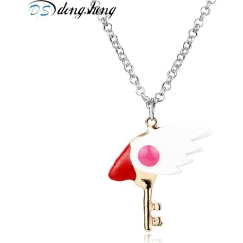 Dongsheng Fashion Japan Anime Jewelry Card Captor Sakura Necklace Sweet Angel Wing Bird Head Pendant Necklace Choker Necklace