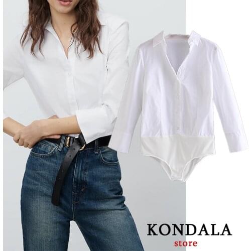 KONDALA Womens Shirt White Office Lady Spring Shirts Za Fashion 2021 V Neck Streetwear Blouses Elegant Mujer Tops