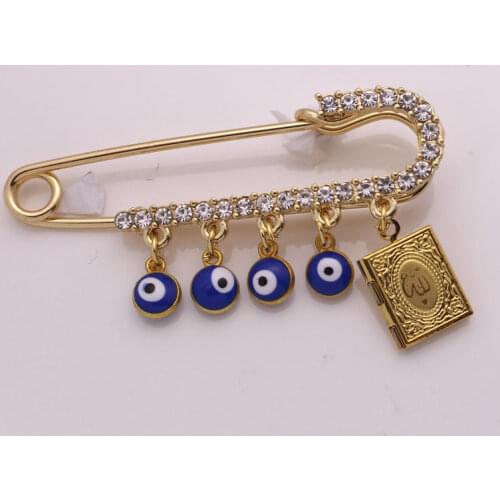 Koran book islam Turkish evil eye Allah Stainless steel brooch baby pin