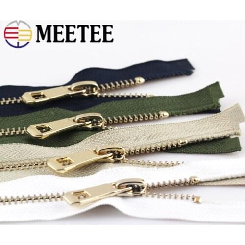 Meetee 2pcs 35-85cm 5# Metal Zipper Gold Open-end DIY Sewing Bags Pocket Coat Down Jecket Clothing Accessories Tools BD249