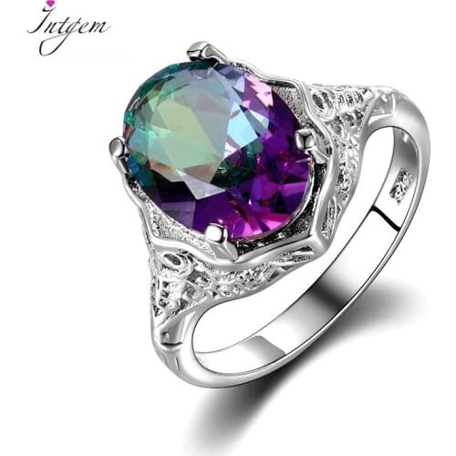 Trendy Round 925 Silver Rings For Women With Colorful Zircon Stone Jewelry Finger Party Wedding Ring Birthday Gift Wholesale