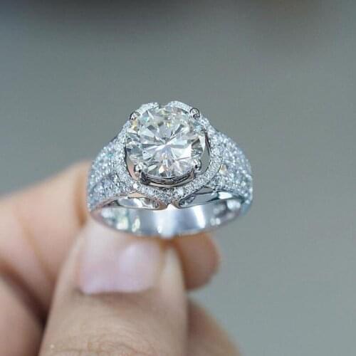 Modyle Round Sharp Big Zircon Stone Rings for Women Fashion Wedding Engagement Jewelry 2019