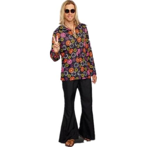 Retro Party Men 60s 70s Hippie Costume Halloween Saturday Night Fever Mens Funky Disco Ball Dress