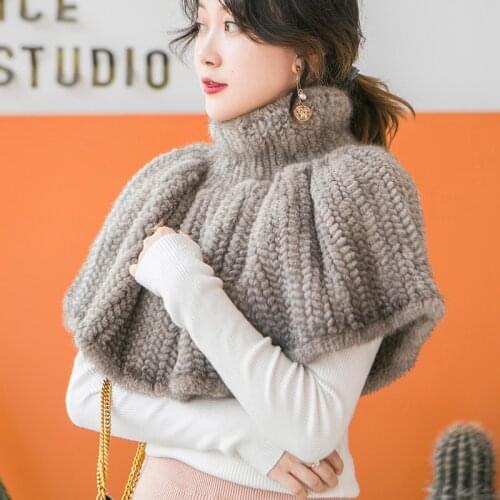 Natural real Mink Fur Cape shawl scarf autumn and winter hand woven shoulder sleeve womens neck warm wedding dress collocation
