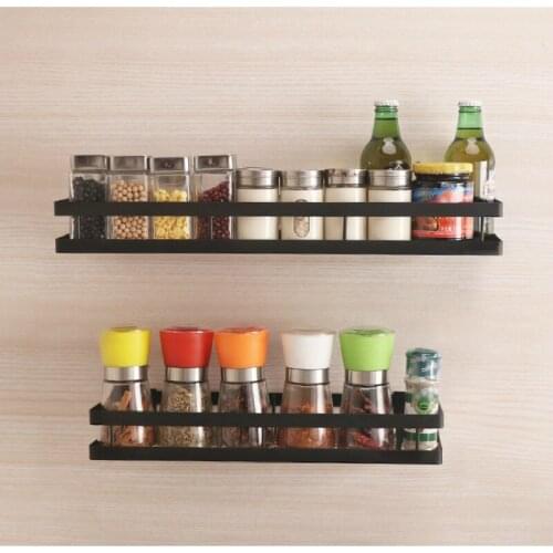 Black Metal Kitchen Racks Holders Accessories Organizer Wall-Mounted Shelves Multi-Function Storage Rack