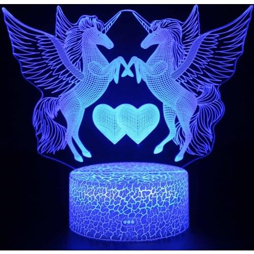 3D Night Light Remote Or Touch Control 3D LED Unicorn Shaped Table Desk Lamp Xmas Home Decoration Lovely Gifts For Kids D30