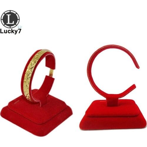Red Velvet Jewelry Display Bracelet Bangle Display C Shape Stand Watch Holder Jewelry Organizer Rack