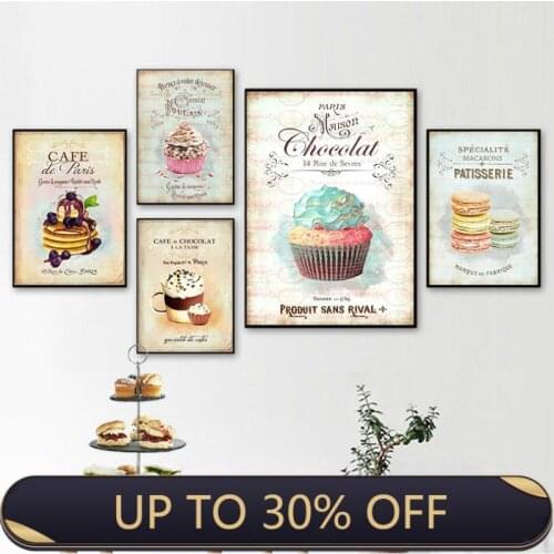 Nordic Poster Vintage Modern Minimalist Coffee Dessert Canvas painting Abstract Home Decoration Kitchen Wall Pictures No Frame