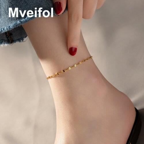 Simple Gold Color Stainless Steel Lip Chain Anklets for Women Boho Summer Beach Ankle Bracelet Women Foot Bracelet Beach Jewelry
