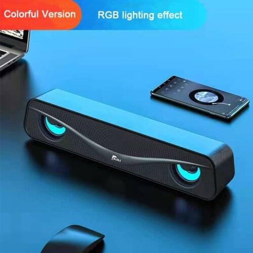 NJSJ 10W Wired Mini Computer Speakers Sound Bar, RGB Colorful Lights USB Powered Stereo Soundbar Speakers
