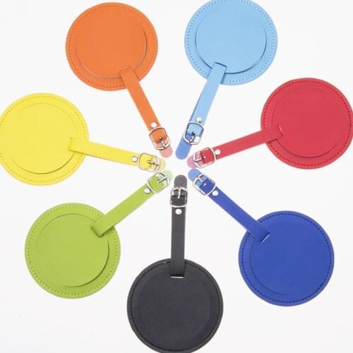 Sales Leather Suitcase Round Luggage Tag Label Bag Pendant Handbag Travel Accessories Name ID Address Tags LT27B