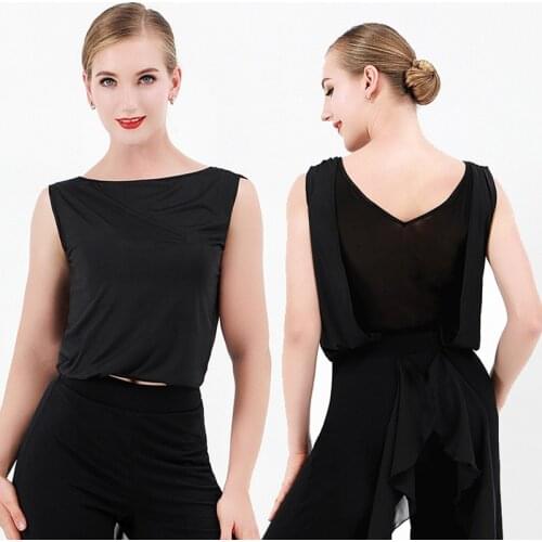 Mesh Ballroom Dance Tops Women Latin Practice Wear Modern Dance Outfit Stage Costume Salsa Dancewear Designer Clothes DL8064