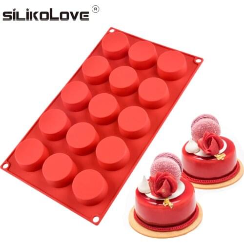 SILIKOLOVE 15 Holes Cylinder Silicone Molds for Baking Chocolate Candy Muffin Cupcake Brownie Cake Pudding DIY Bakeware Tools