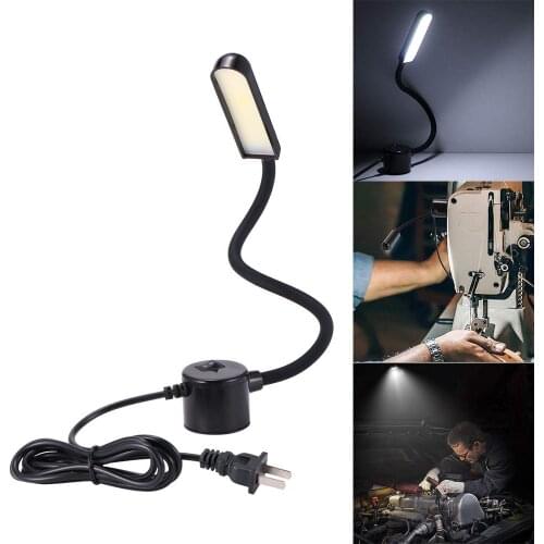 3W/6W/8W COB Daylight Sewing Machine LED Work Light 110-265V Magnetic Mounting Base Gooseneck Lamp for All Sewing Machine Light