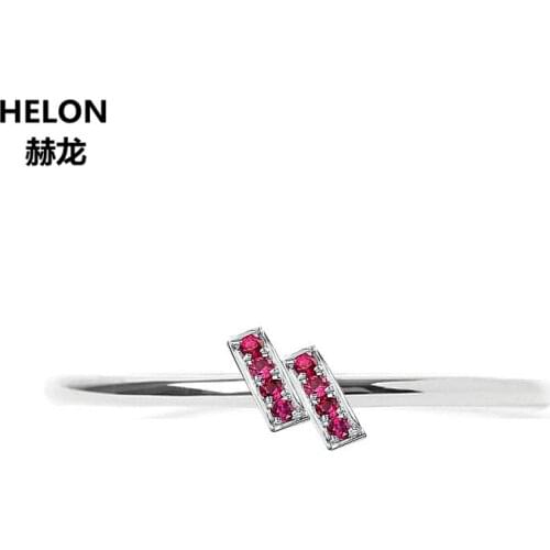Solid 14k White Gold Natural Ruby Engagement Women Ring Wedding Anniversary Band Birthday Gift Fine Jewelry