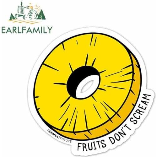 EARLFAMILY 13cm x 12.7cm For Fruits Don'T Scream Vegan Personality Stickers Vinyl Car Sticker Body For Car Graffiti Stickers