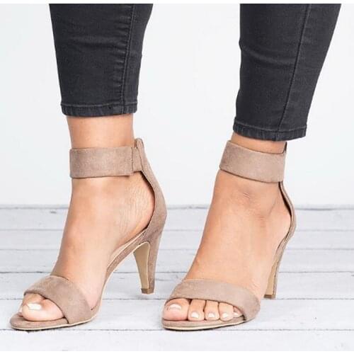 Zapatos de Punta abierta para mujer, Sandalias de tacón alto con Correa, de tacón fino, envío directo