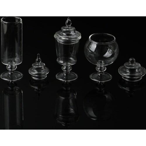 1/12 Scale Dollhouse Miniature Glass Candy Jar Simulation Candy Bottle Model Toy For Home Kitchen Decor Pretend Toy