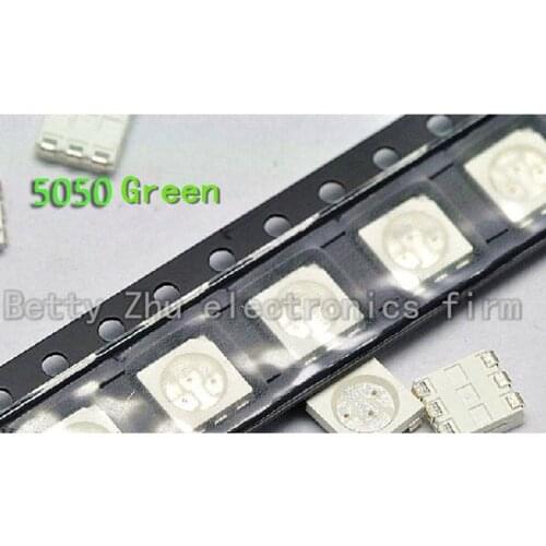100PCS/LOT 5050 bright green LED green light-emitting diodes 2000-3000mcd