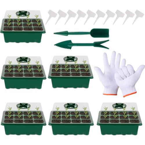 12 hole Planting Propagator Starter Seed Tray Kit Plant Germination Box with Dome and Base Garden Grow Cultivation Box Gardening