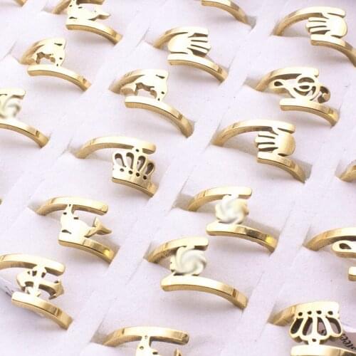 20 Pieces Fashion Stainless Steel Ring for Women Crown Palm Cross Charm Engagement Wedding Rings Jewelry Wholesale