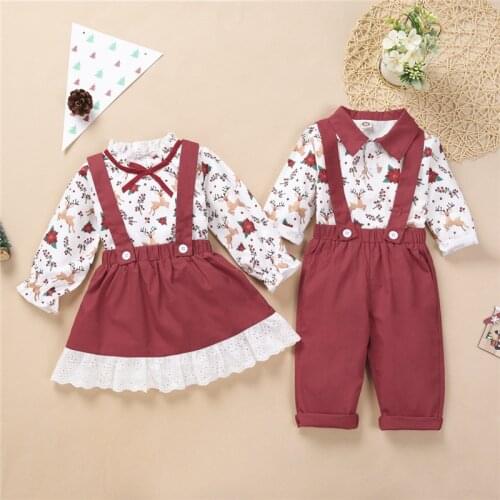 2021 Spring Baby Sister Brother Clothes Set Lovely Cartoon Toddler Outfit Kids Party Costumes 12m-4Y