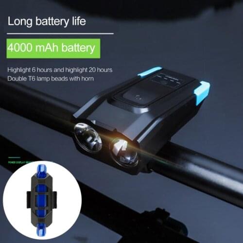 4000mAh Induction Bicycle Front Light Set USB Rechargeable Smart Headlight With Horn 800 Lumen LED Bike Lamp Cycle FlashLight 8