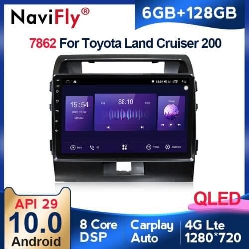 6GB+128GB QLED Screen 1280*720 Android 10.0 Car Radio Stereo Video Player Navigation For Toyota Land Cruiser 11 200 2007 - 2015