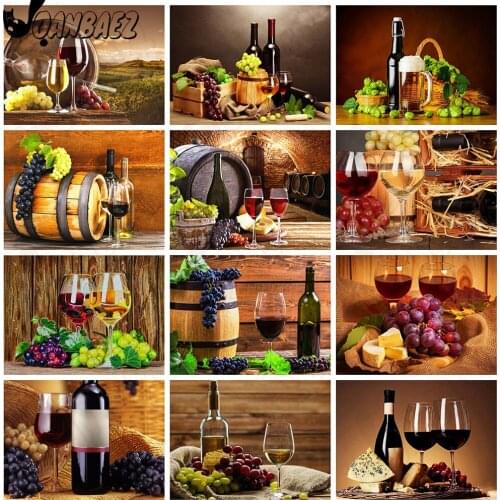 Diamond Painting Red Wine Fruit 5D Diy Winery Mosaic Picture Grape Cross Stitch Art Diamond Embroidery Home Decoration Gifts
