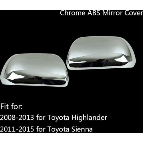 Car Door Side Rear View Chrome ABS Mirror Cover For 08-13 Toyota Highlander/11-15 Toyota Sienna