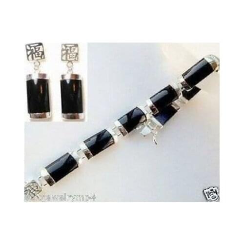 Free shipping Jewelry Black Bracelet Earring set AAA style 100% Natural fine stone Noble