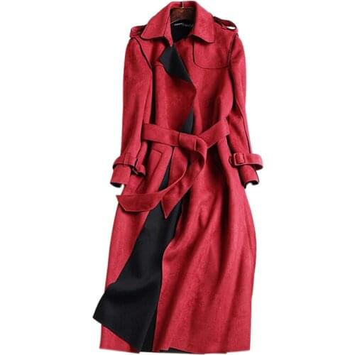 Biktble Women's Suede Trench Coats China