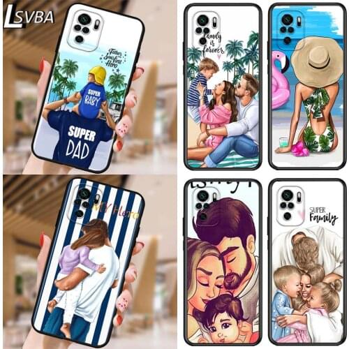 Hot Dad Mom Baby Girl for Xiaomi Redmi Note 10 10S 9 9T 9S 9Pro Max 8T 8Pro 8 7 6 5 Pro 5A 4X 4 Soft Black Phone Case