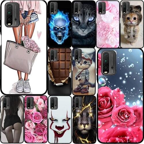 For Xiaomi Poco M3 Redmi 9 Power Case Soft TPU For Redmi 9 Power 9power Redmi9 Power Case Roses For Xiaomi Poco M3 M 3 Cover