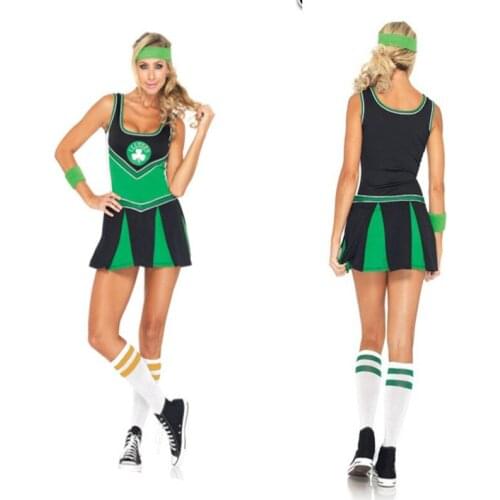 European Womens Green Football baby Cheerleading Dress Sports Meeting cheerleader Uniforms