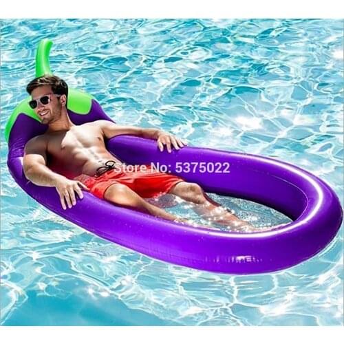 Giant eggplant inflatable pool float mesh lilo water hammock bed lounger mat