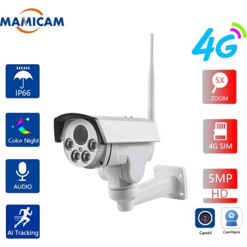 2MP Wifi Security Bullet Camera PTZ 5X Zoom With 4G Sim Card Slot Video Surveillance Recorder Outdoor IR 50M Night Vision P2P