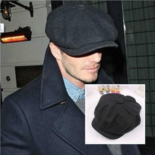 KLV 58cm Wool Tweed Gatsby Cap Mens Ivy Hat Driving Winter Sun Flat Cabbie Newsboy Elegant Women Black Dome Cap Hat