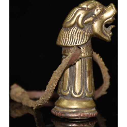 China brass archaize beast head seal small crafts statue