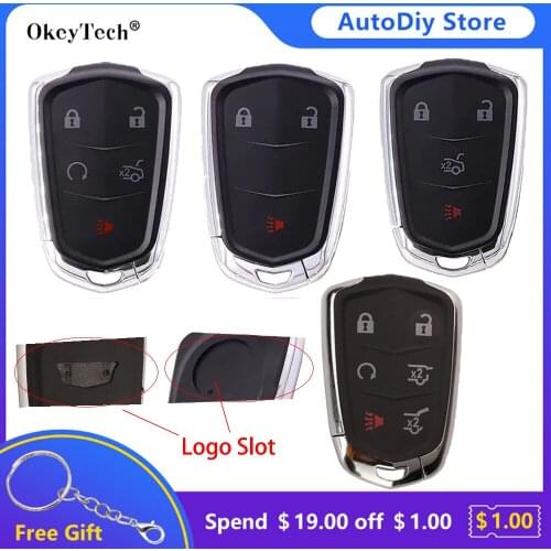 OkeyTech 3/4/5/6 Buttons Keyless Car Smart Remote Control Key Shell Fob For Cadillac CTS SRX ATS XTS Escalade ESV Insert HU100