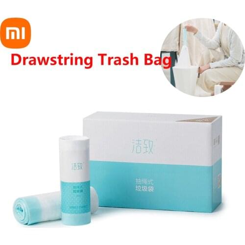 Youpin JieZhi Drawstring Trash Bag Garbage Bag Thicken Material Prevent Leakage Household Plastic Rubbish Bag 20pcs /1roll