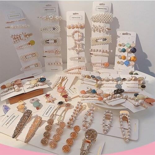 Aesthetic Romantic Pearls Acrylic Hair Clip Set Women Girls Students Makeup Hair Styling Barrettes for Women Hair Accessories