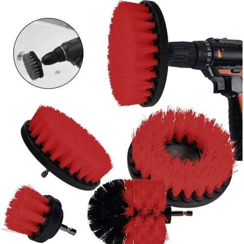 5PCS Electric Drill Brush Kit Plastic Round Cleaning Brush For Carpet Glass Car Tires Nylon Brushes Scrubber Drill Brush Set