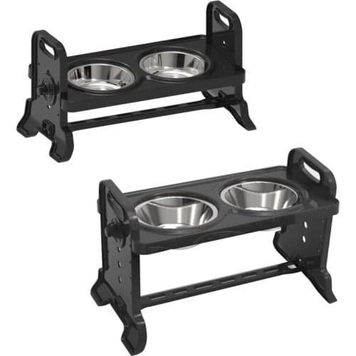 Anti-Slip Elevated Double Dog Bowls Adjustable Height Pet Feeding Dish Stainless Steel Foldable Puppy Cat Food Water Container
