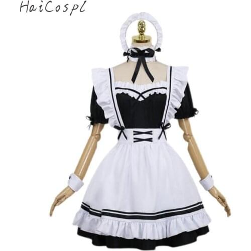 2021 New Cosplay Costume Maid Dress Female Summer Japanese Sweet Style Suit Halloween Carnival Party Dress Black White Dresses