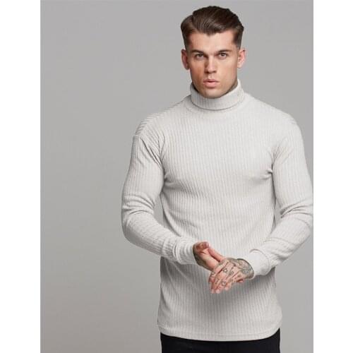 New 2021 Autumn Winter Mens Turtleneck Sweaters Male Solid Slim Fit Knitted Pullovers Fashion Sweaters Knitwear Pull Homme