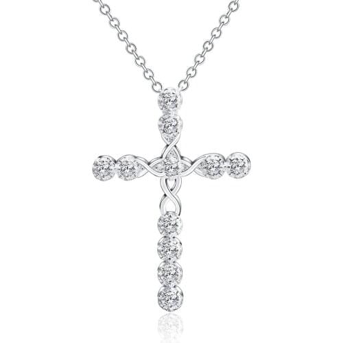 BABYLLNT New 925 Silver Necklace Cross Zircon Pendant Necklace Religious Belief Jewelry Gift